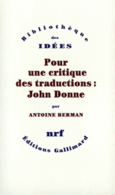 Couverture Pour une critique des traductions : John Donne ()
