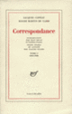 Couverture Correspondance (Jacques Copeau,Roger Martin du Gard)