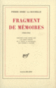 Couverture Fragment de Mémoires (Pierre Drieu la Rochelle,Robert O. Paxton)