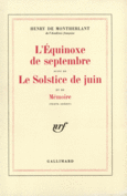 Couverture L'Equinoxe de septembre / Le Solstice de juin /Mémoire ()