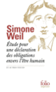 Couverture Étude pour une déclaration des obligations envers l'être humain et autres textes (Simone Weil)