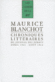 Couverture Chroniques littéraires du «Journal des débats» (Maurice Blanchot)
