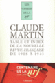 Couverture «La Nouvelle Revue française» (Claude Martin)