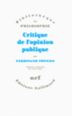 Couverture Critique de l'opinion publique (Ferdinand Tönnies)