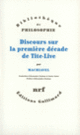 Couverture Discours sur la première décade de Tite-Live (Nicolas Machiavel)