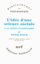 Couverture L'idée d'une science sociale et sa relation à la philosophie (Peter Winch)