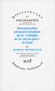 Couverture Interprétation phénoménologique de la «Critique de la raison pure» de Kant (Martin Heidegger)