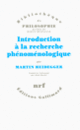 Couverture Introduction à la recherche phénoménologique (Martin Heidegger)