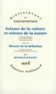 Couverture Science de la culture et science de la nature / Théorie de la définition (Heinrich Rickert)