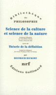 Couverture Science de la culture et science de la nature / Théorie de la définition ()