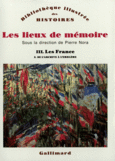 Couverture Les Lieux de mémoire (,Pierre Nora)