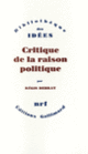 Couverture Critique de la Raison politique ou L'inconscient religieux (Régis Debray)