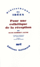 Couverture Pour une esthétique de la réception (Hans Robert Jauss)