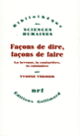 Couverture Façons de dire, façons de faire (Yvonne Verdier)