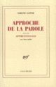 Couverture Approche de la parole/apprentissage (Lorand Gaspar)