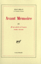 Couverture Avant Mémoire (Jean Delay)