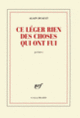 Couverture Ce léger rien des choses qui ont fui (Alain Duault)