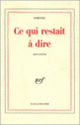 Couverture Ce qui restait à dire ( Simone)