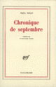 Couverture Chronique de septembre (Paul Nizan)