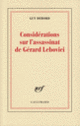 Couverture Considérations sur l'assassinat de Gérard Lebovici (Guy Debord)