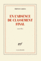 Couverture En l'absence de classement final (Tristan Garcia)