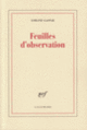 Couverture Feuilles d'observation (Lorand Gaspar)