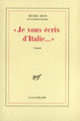 Couverture «Je vous écris d'Italie...» (Michel Déon)