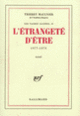 Couverture L'étrangeté d'être (Thierry Maulnier)