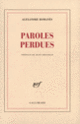 Couverture Paroles perdues (Alexandre Romanès)