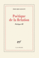 Couverture Poétique de la Relation (Édouard Glissant)