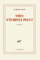 Couverture Vous n'écrivez plus? (Laurence Cossé)