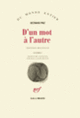 Couverture D'un mot à l'autre (Octavio Paz)