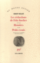 Couverture LES REDACTIONS DE FRITZ KOCHER/HISTOIRES /PETITS ESSAIS (Robert Walser)