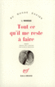 Couverture Tout ce qu'il me reste à faire (Larry Woiwode)