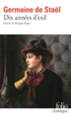 Couverture Dix années d'exil (Madame de Staël)