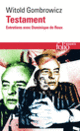 Couverture Testament (Witold Gombrowicz,Dominique de Roux)