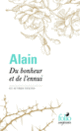 Couverture Du bonheur et de l'ennui et autres textes ( Alain)
