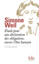 Couverture Étude pour une déclaration des obligations envers l'être humain et autres textes (Simone Weil)