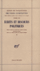 Couverture Écrits et discours politiques (Alexis de Tocqueville)