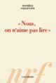Couverture «Nous, on n'aime pas lire» (Danièle Sallenave)