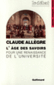 Couverture L'âge des savoirs (Claude Allègre)