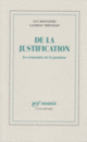 Couverture De la justification (Luc Boltanski,Laurent Thévenot)