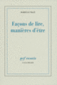 Couverture Façons de lire, manières d'être (Marielle Macé)