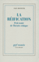 Couverture La réification (Axel Honneth)