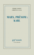 Couverture Marx, prénom : Karl (,Christian Laval)