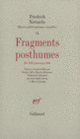 Couverture Fragments posthumes (Friedrich Nietzsche)