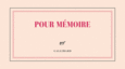 Couverture Bloc «Pour mémoire» (papeterie) ()